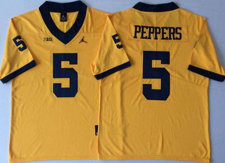 NCAA Men Michigan Wolverines YELLOW #5 PEPPERS